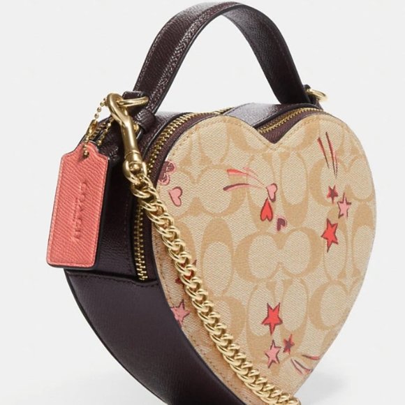 NWT Heart Crossbody In Signature Canvas With Heart And Star Print - Picture 5 of 8